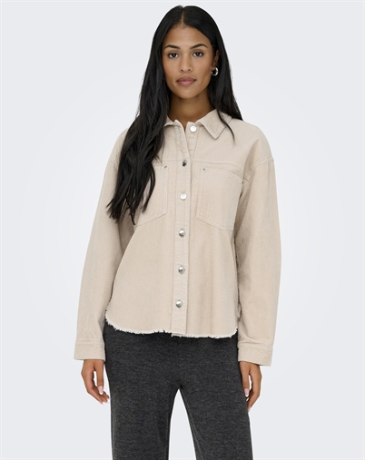 Only - ONLMaiko Bitten Cord Shack Skjorte - Pumice Stone